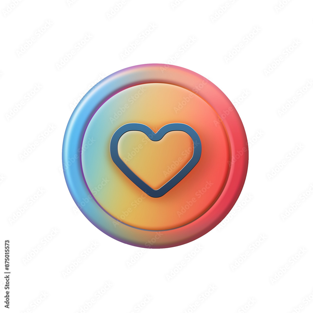 Neumorphic ui ux element button with heart shape isolated on white transparent background, Neumorphic ui ux element button with heart shape isolated on white transparent background,