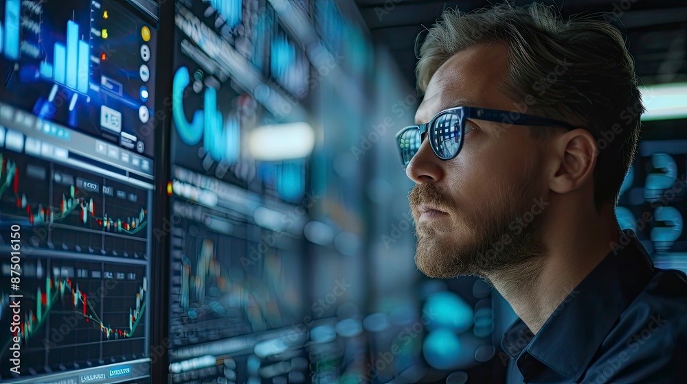 A logistics manager analyzing big data to optimize supply chain operations. The technology enhances decision-making and efficiency. A logistics manager analyzing big data to optimize supply chain operations. The technology enhances decision-making and efficiency.