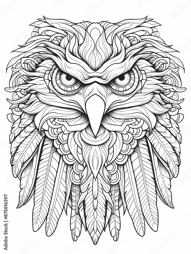 Portrait of a eagle in ink drawing style.