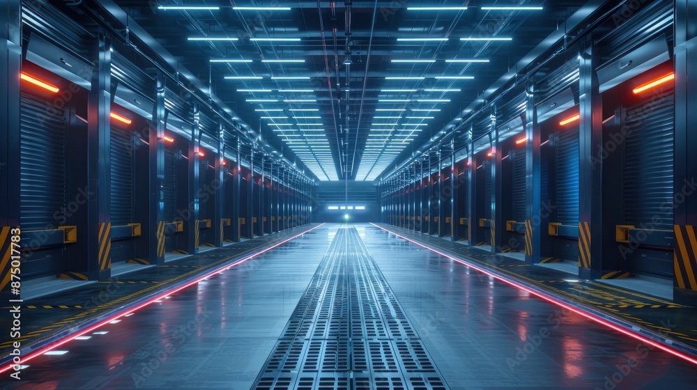 A high-tech warehouse with advanced climate control systems for temperature-sensitive goods. The logistics technology protects inventory and reduces waste. A high-tech warehouse with advanced climate control systems for temperature-sensitive goods. The logistics technology protects inventory and reduces waste.