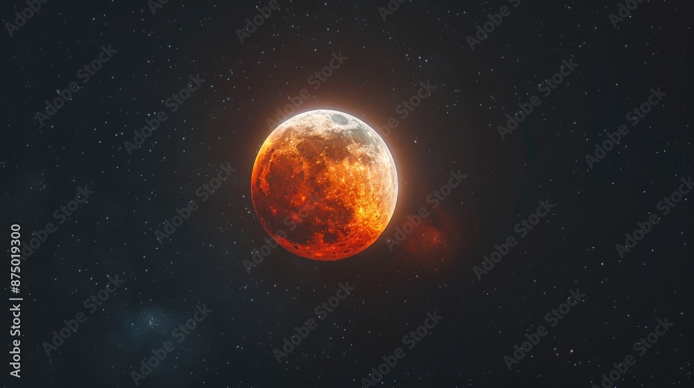 Red moon during lunar eclipse with copy space Red moon during lunar eclipse with copy space