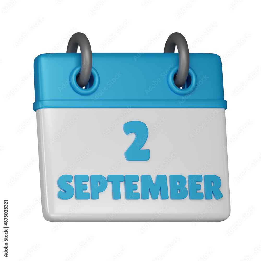 2 September calendar 3d icon 2 September calendar 3d icon