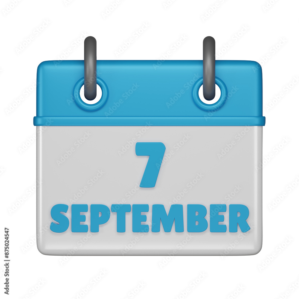 7 September calendar 3d icon 7 September calendar 3d icon