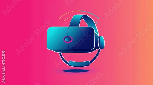 Futuristic 3D illustration of a virtual reality headset on a vibrant gradient background, symbolizing advanced technology and immersive experiences. photo