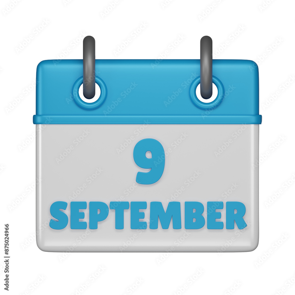 9 September calendar 3d icon 9 September calendar 3d icon