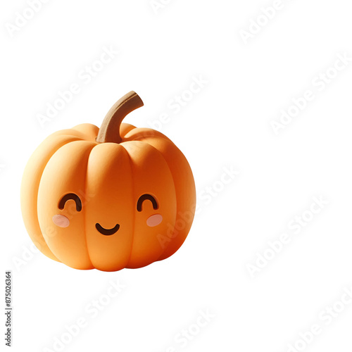 Cute pumpkin smiling 3D render illustration. 5000x5000 px.