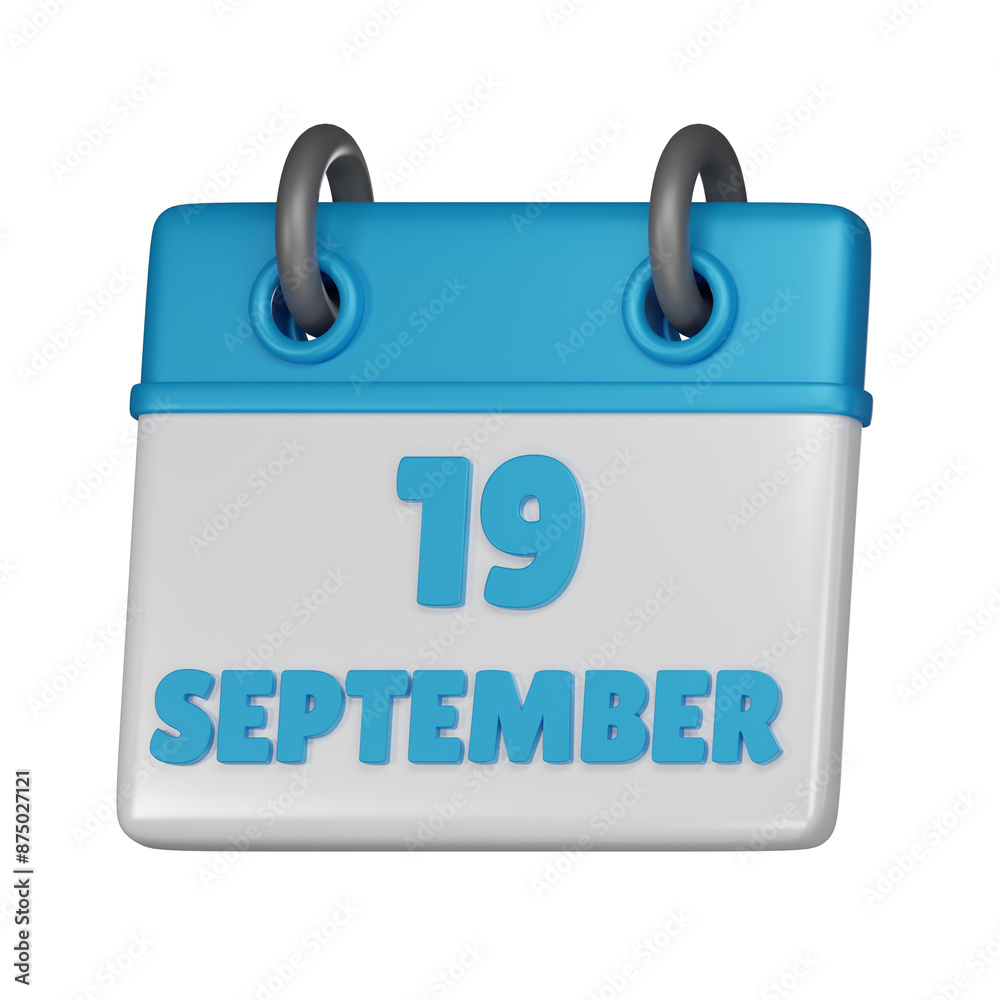 19 September calendar 3d icon 19 September calendar 3d icon