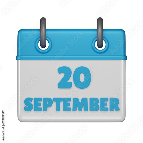 20 September calendar 3d icon