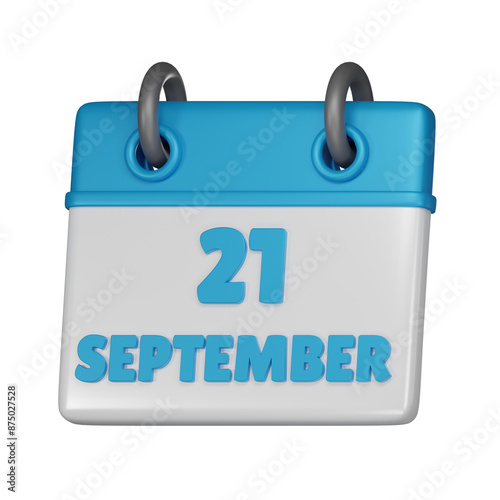 21 September calendar 3d icon