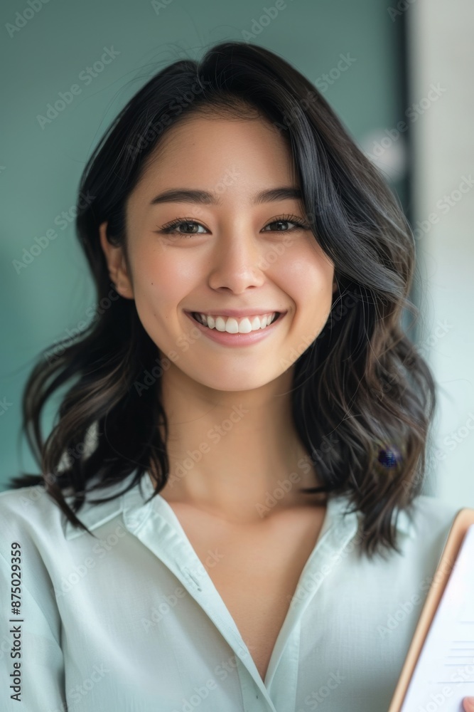 Portrait of a young Asian woman smiling cheerfully Portrait of a young Asian woman smiling cheerfully