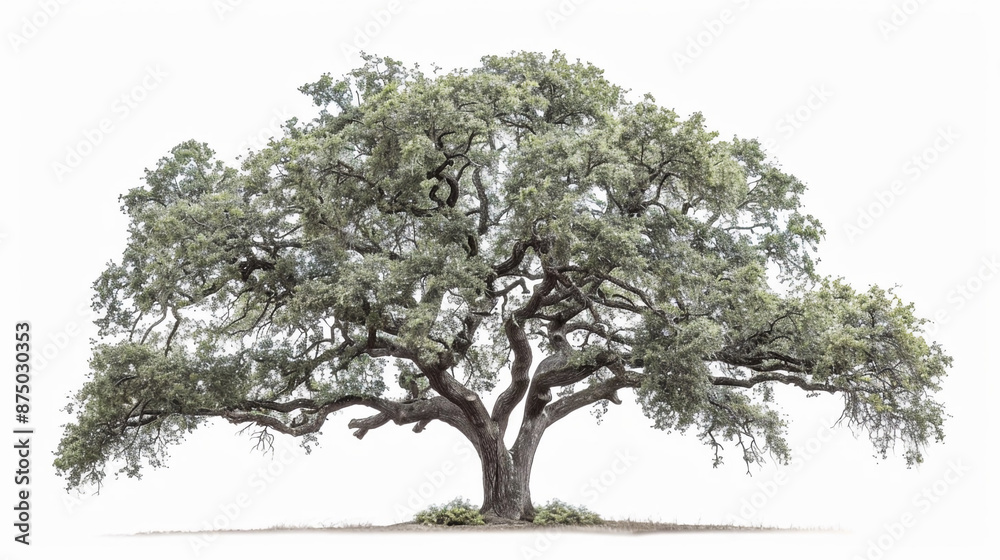 Large tree with a lush crown on a white background, clipart Large tree with a lush crown on a white background, clipart