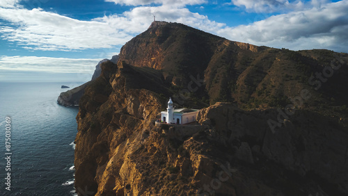 Aerial view of the Serra Gelada natural park in the province of Alicante, Valencian Community, Spain