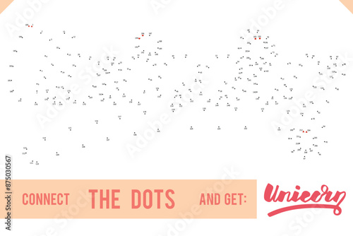 Lettering Word Unicorn by dot to dot for children and adults