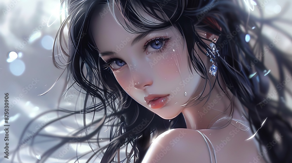 illustration, anime, art, cartoon, background, light, manga, cloud, style, sky, beautiful, japan, japanese, design, nature, landscape, vector, drawing, wallpaper, blue, fantasy, person, night, abstrac