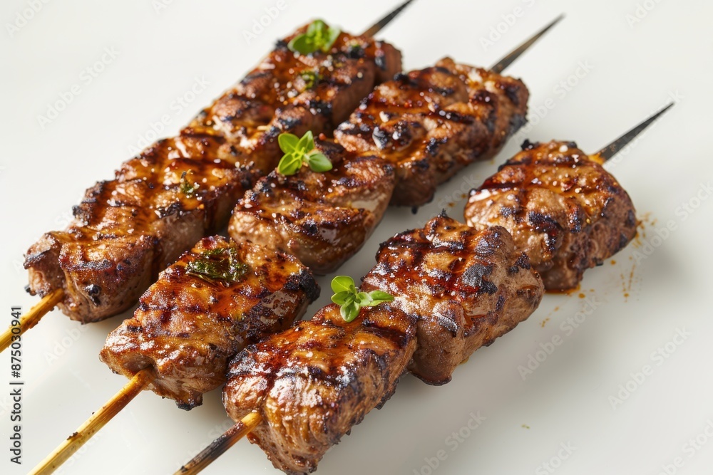 Grill Skewers ,isolate ,minimal, simple background Grill Skewers ,isolate ,minimal, simple background