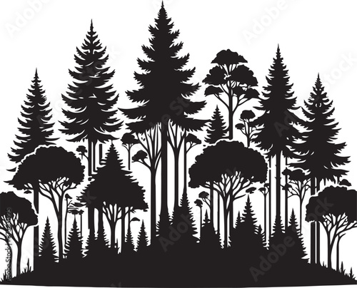 Forest Trees Silhouette Logo Monochrome Design Style