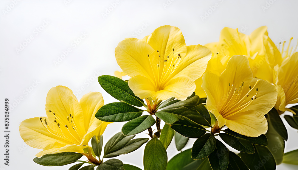 Obraz premium Close Up of Yellow Azalea Flowers Blooming in Spring