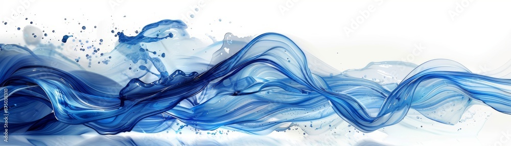 Abstract blue water and ink flowing on white background, creating a fluid, artistic design with dynamic motion and contrast. Abstract blue water and ink flowing on white background, creating a fluid, artistic design with dynamic motion and contrast.