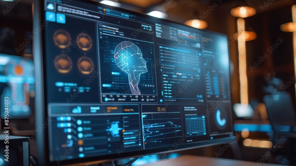Futuristic Interface on a Computer Monitor. Futuristic Interface on a Computer Monitor.
