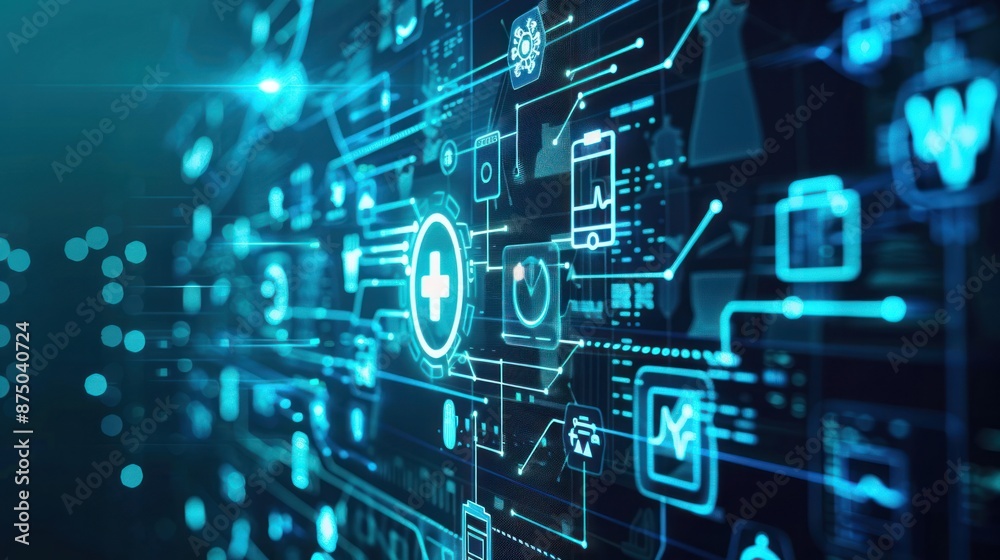 Digital healthcare and network connection on hologram modern virtual screen interface, medical insurance, technology and network concept Digital healthcare and network connection on hologram modern virtual screen interface, medical insurance, technology and network concept