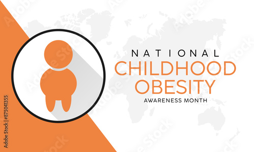 National Childhood Obesity Awareness month. Greeting card, poster, Ribbon, banner, Vector Template.