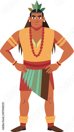 Colorful Illustration of Man in Traditional Cultural Attire