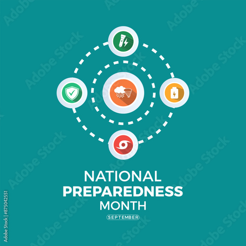 National Preparedness Month. Emergency concept Greeting card, poster, Ribbon, banner, Vector Template.