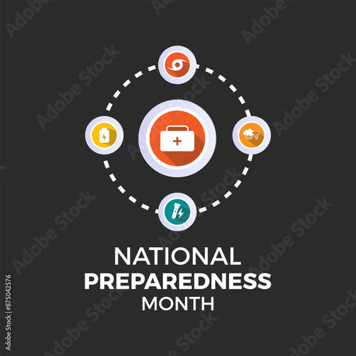 National Preparedness Month. Emergency concept Greeting card, poster, Ribbon, banner, Vector Template.