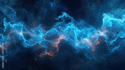 Ethereal blue fire flames on a dark background, adding a supernatural element to any project, illustration background