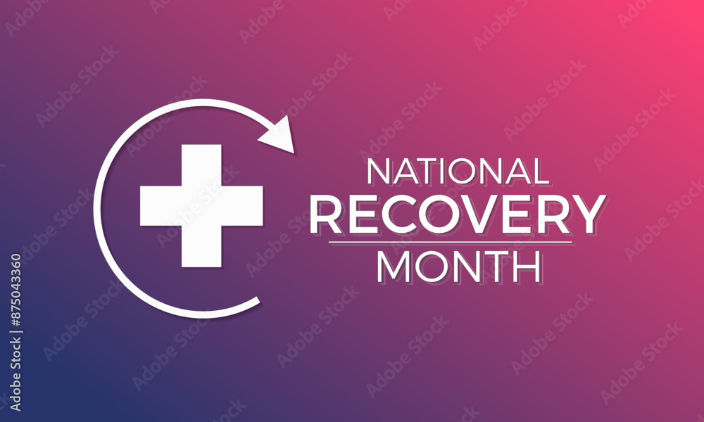 Obraz premium National Recovery Month in september. Health Care concept Greeting card, poster, Ribbon, banner, Vector Template.