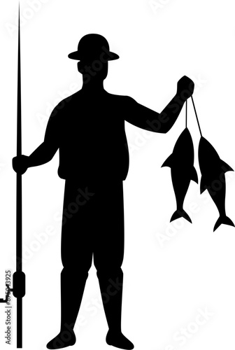 Fisherman fishing silhouette vector illustration