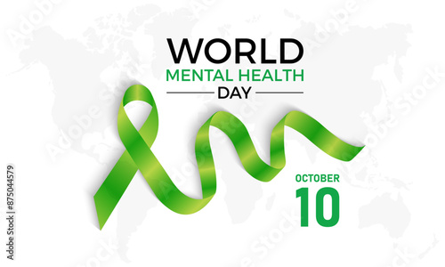 world mental health day observed on october 10. Health Care concept Greeting card, poster, Ribbon, banner, Vector Template.