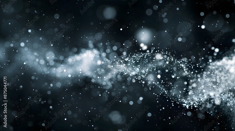 White dust element bokeh pattern flying overlay in a dark. Dust particle on black abstract background. White dust element bokeh pattern flying overlay in a dark. Dust particle on black abstract background.