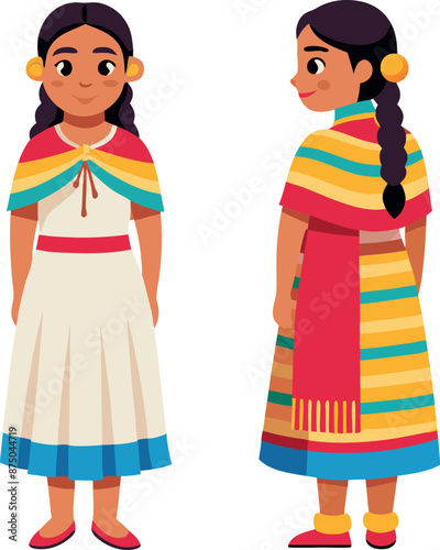 Traditional Clothing Illustration Of A Girl In Cultural Dress