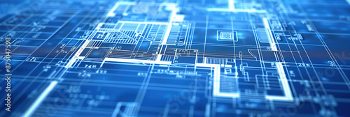 A close-up view of a digital blueprint, highlighting the intricate connections and pathways that underpin modern software development