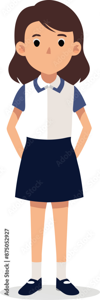 Illustration Of A Young Girl In School Uniform Illustration Of A Young Girl In School Uniform