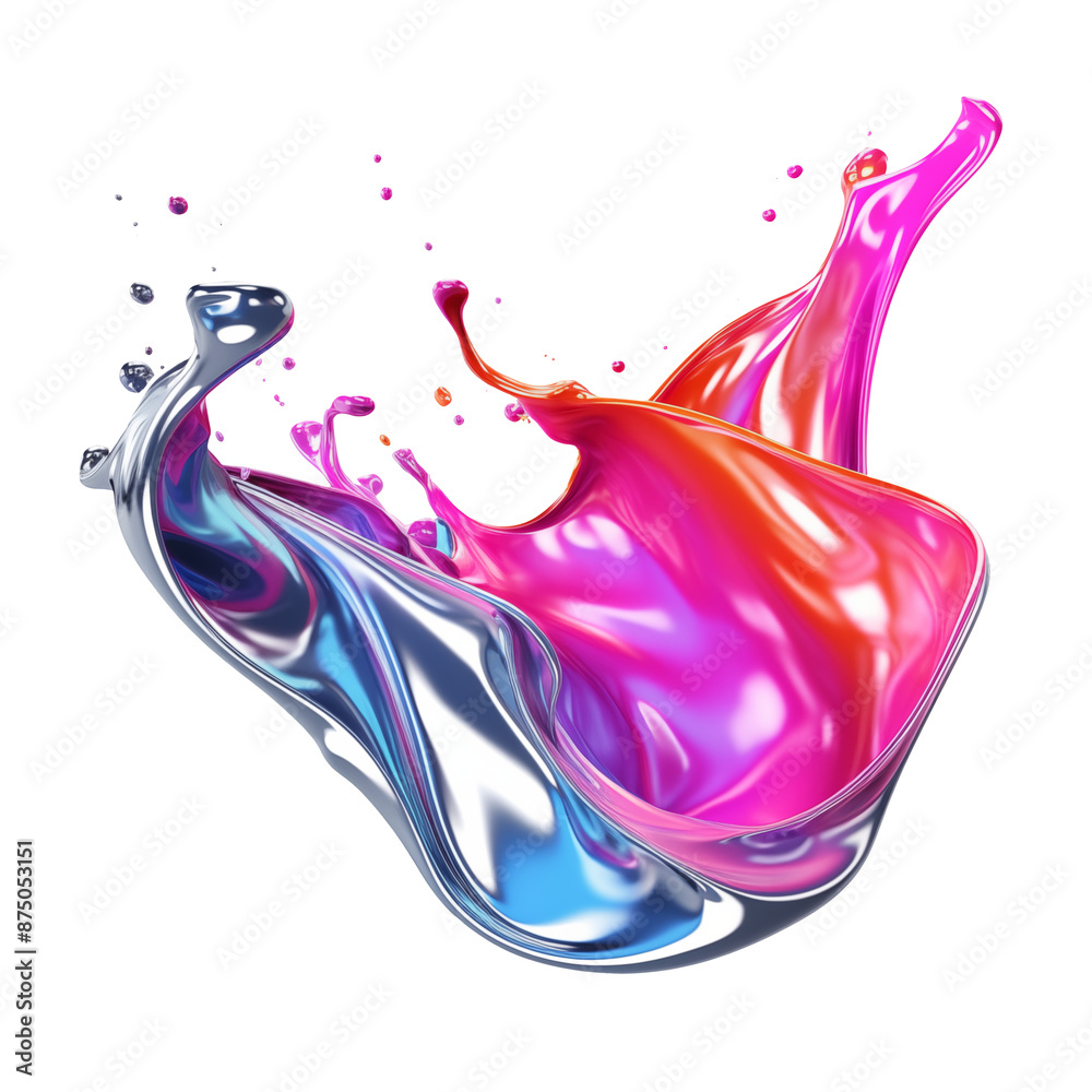 Obraz premium abstract colorful liquid splash isolated on transparent white background, clipping path