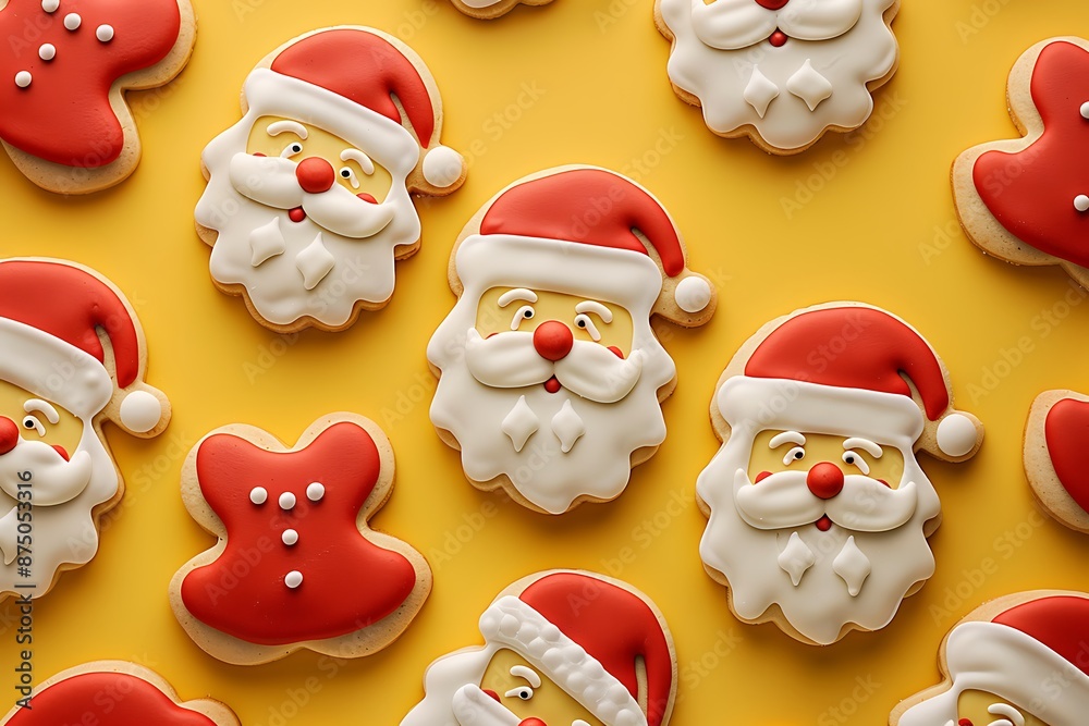 Fototapeta premium christmas cookies on wooden table, festive holidays bakery concept 