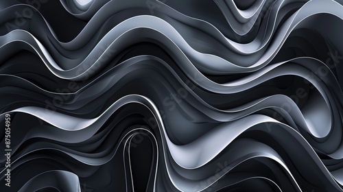 black abstract wallpaper with black wavy design, raw metallicity, digitally enhanced, colorful woodcarvings, dark gray and gray, precisionist art photo