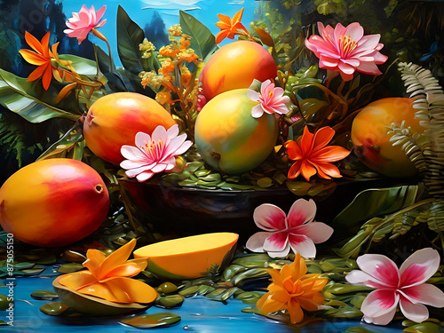 Flowers and wild mangoes. photo