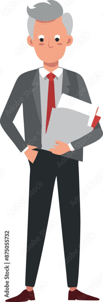 Businessman Holding Documents Standing in Office Attire Businessman Holding Documents Standing in Office Attire