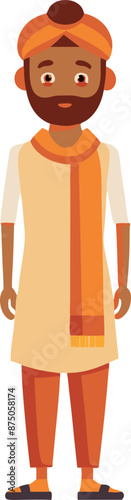 Flat Illustration of Man in Traditional Clothing