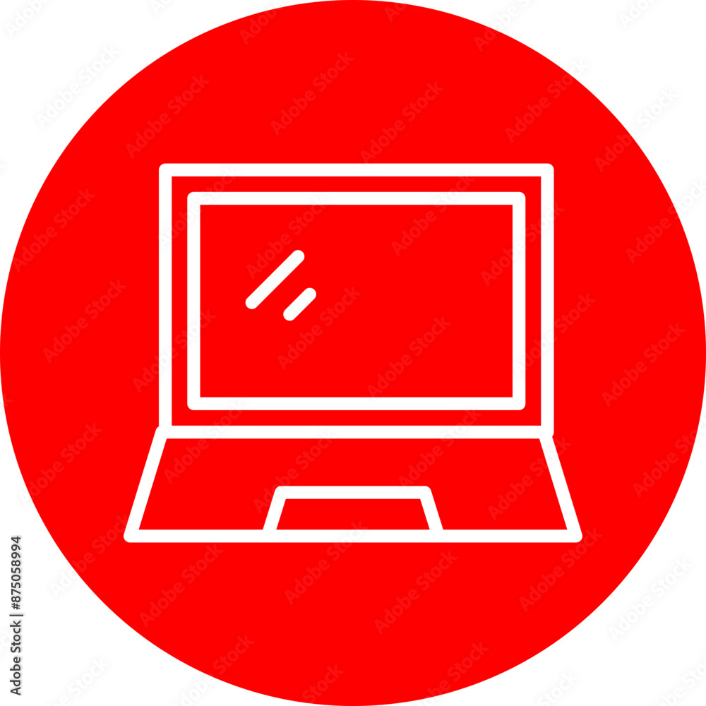 Laptop Vector Line White Circle Red Laptop Vector Line White Circle Red