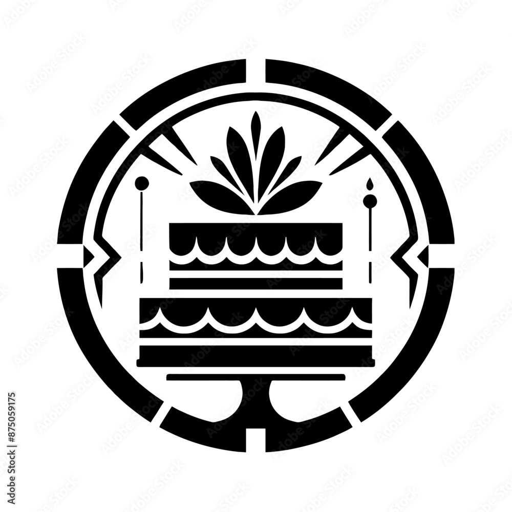 cake in decorative emblem ornament, Victorian, art deco, art nouveau, boho, bohemian, folk, flourish cake in decorative emblem ornament, Victorian, art deco, art nouveau, boho, bohemian, folk, flourish