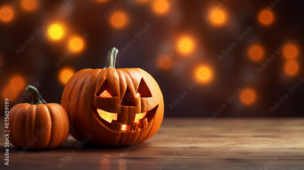 Fototapeta premium halloween pumpkin on a dark background