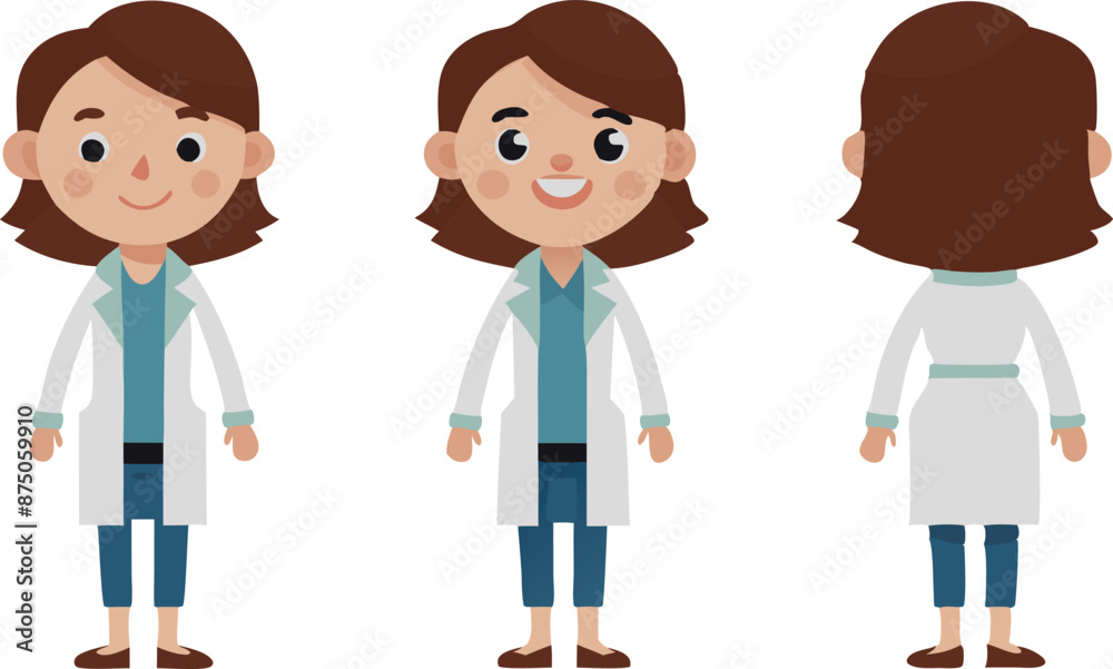 Cartoon Female Scientist Character In Lab Coat Cartoon Female Scientist Character In Lab Coat
