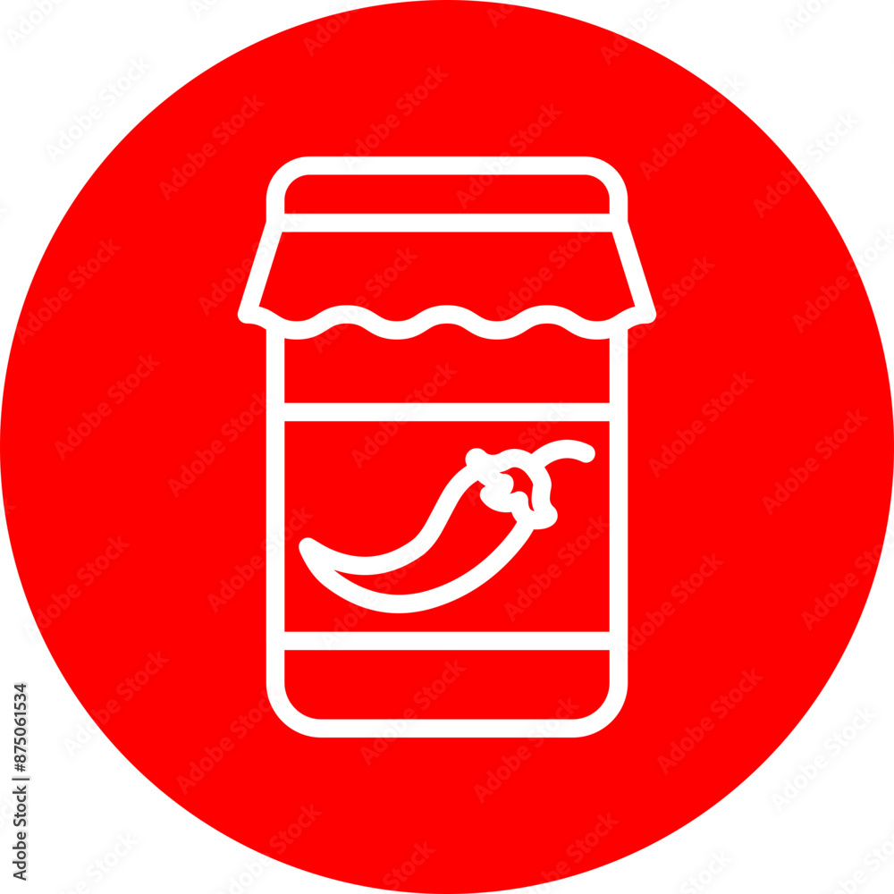 Chili Jar Vector Line White Circle Red Chili Jar Vector Line White Circle Red