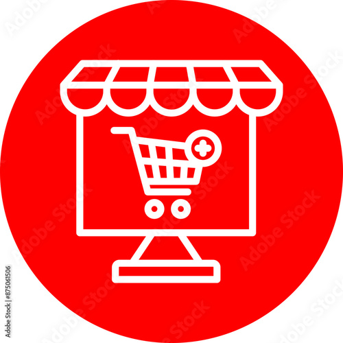  Online Shop Vector Line White Circle Red