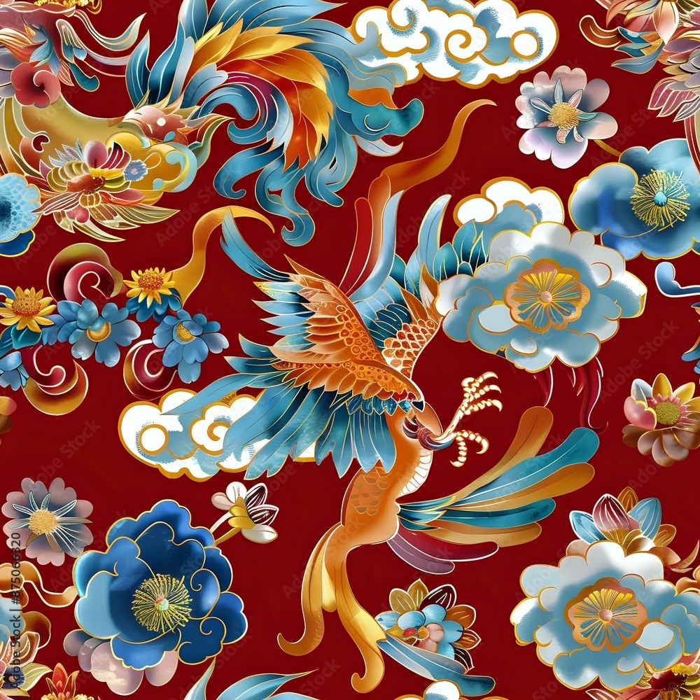 Luxurious Chinese Phoenix Bird Illustration Luxurious Chinese Phoenix Bird Illustration