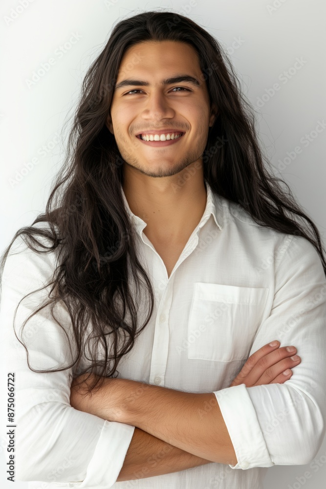 A handsome model standing confidently in a stylish shirt, expressing friendly and positive emotions. A handsome model standing confidently in a stylish shirt, expressing friendly and positive emotions.